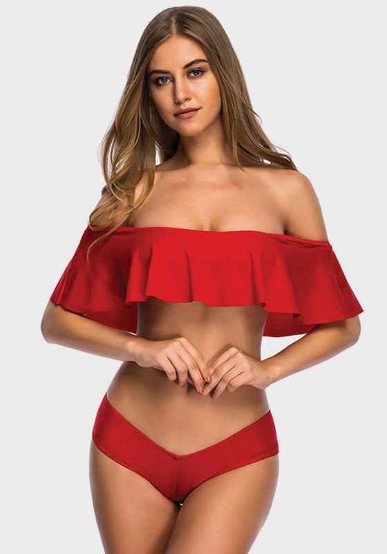 Dinevi Black Off Shoulder Ruffle Bikini Dinevi Black Off Shoulder Ruffle Bikini