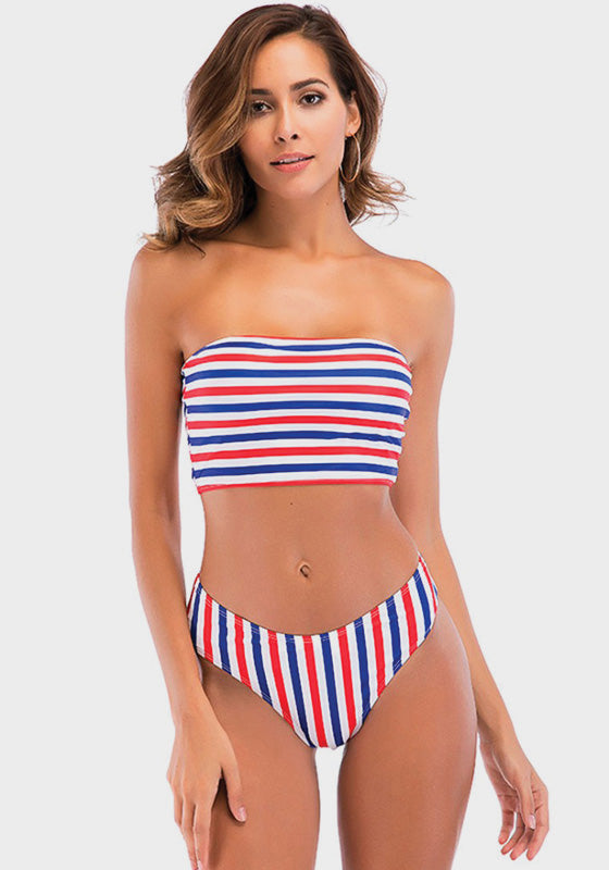Givi Striped Bather Bandeau Bikini Givi Striped Bather Bandeau Bikini