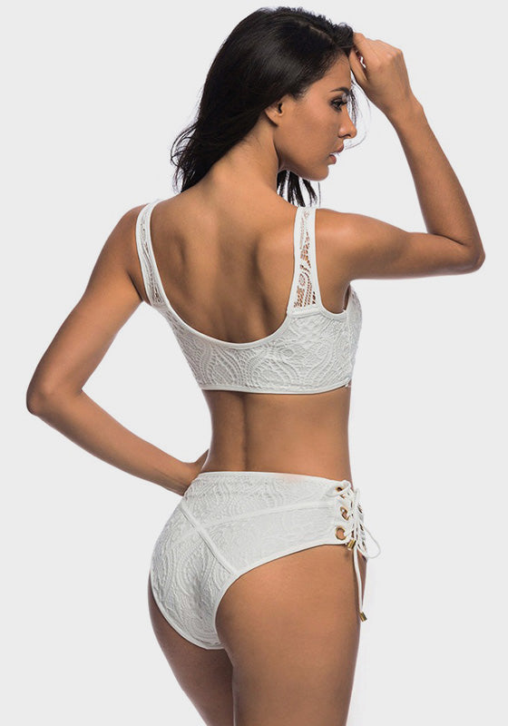 Leno Lace Up High Waist Bikini Leno Lace Up High Waist Bikini