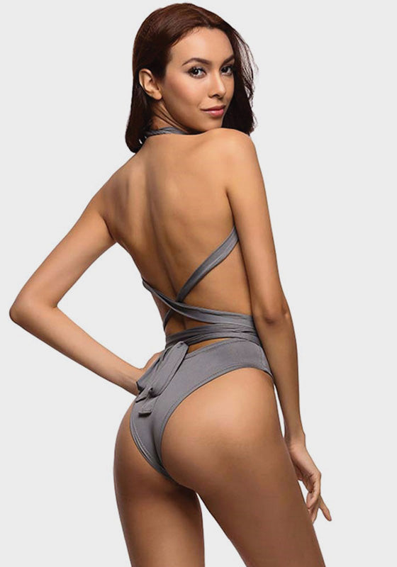 Givi Deep V Neck Wrap Around One Piece Givi Deep V Neck Wrap Around One Piece